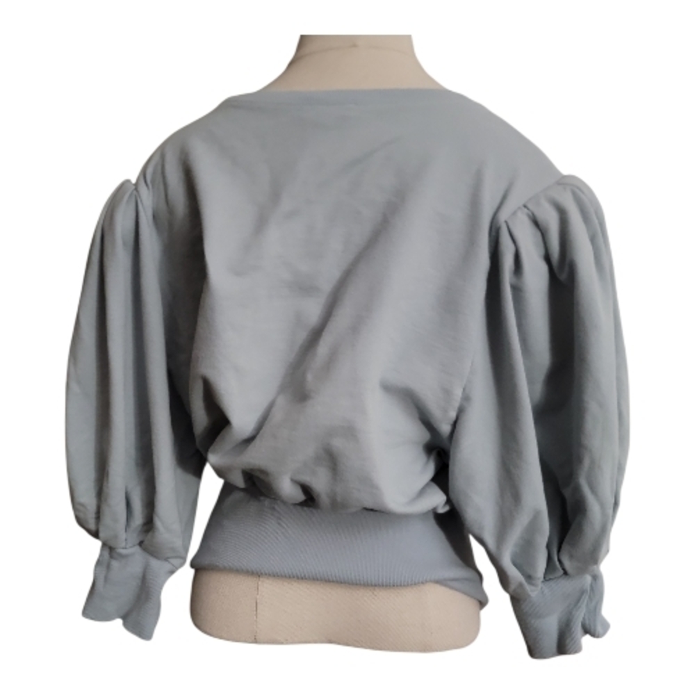Sugar Light Blue Balloon 3/4 Sleeve Cropped Sweatshirt - Picture 2 of 4